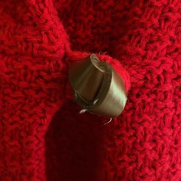 FREE PEOPLE 100% LAMBSWOOL CROPPED RED 3/4 SLEEVE JACKET - L - NWT ! ❤️🎄 - Picture 4 of 12